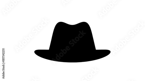 Vector illustration of black silhouette icon of a fedora hat isolated on transparent background 