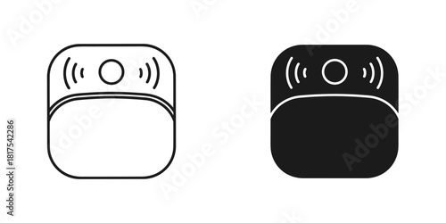Smart sensor icon set, featuring outline and glyph styles, for home automation and security systems, isolated on
