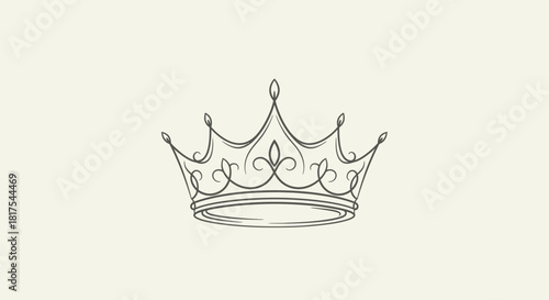 Elegant Sketch of a Royal Crown Depicting Royalty and Power in a Minimalist Style