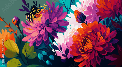 Vibrant Floral Oil Painting - Abstract Generative AI Art