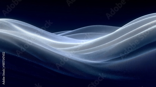 Abstract flowing waves of light particles against a dark background creating smooth shapes,