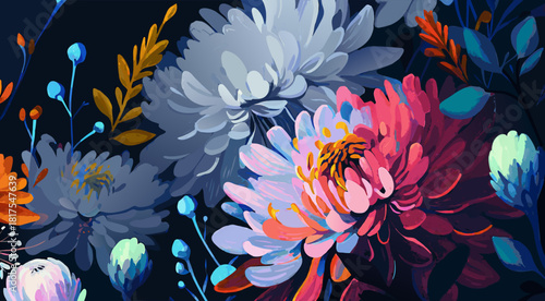 Vivid Floral Oil Painting with Generative AI Texture