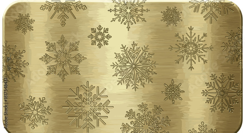 Golden background with a pattern of snowflakes scattered across the surface in a festive arrangement