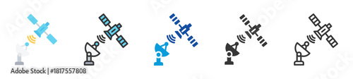 satellite icon set multi style various collection
