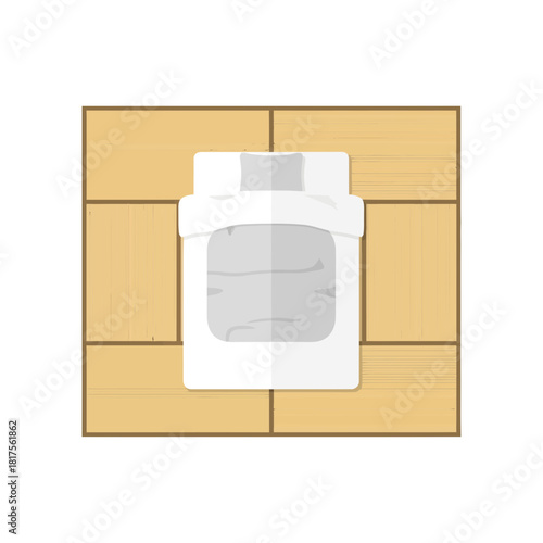 Minimalist top view vector of bed and tatami mat ideal for architecture plan