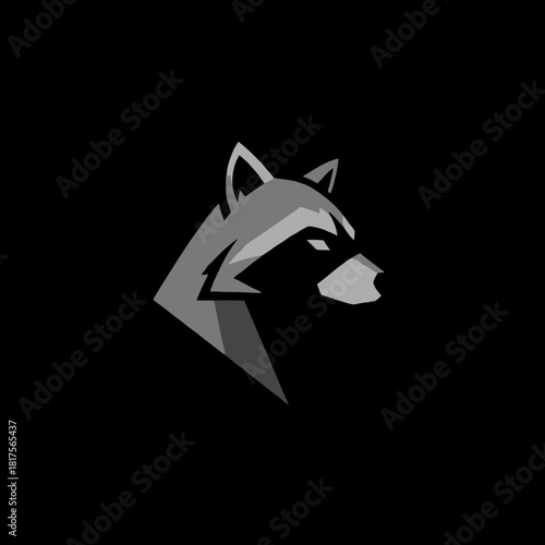 Stylized grey and black raccoon head logo in profile on a dark background.