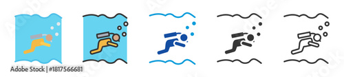 scuba diving icon set multi style various collection