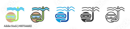 snorkeling icon set multi style various collection