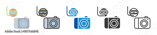 underwater photograpHy icon set multi style various collection