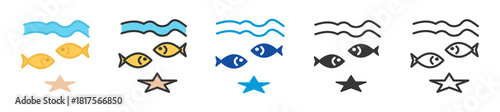 sea life icon set multi style various collection