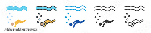 free diving icon set multi style various collection