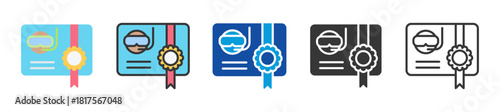 dive certificate icon set multi style various collection