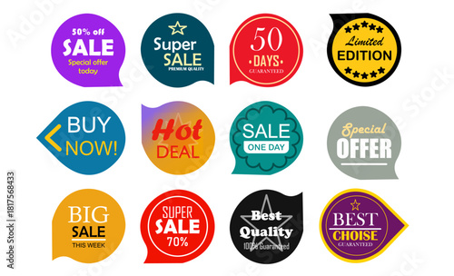 Sale Quality Badges Round Hundred Percent Stock Vector