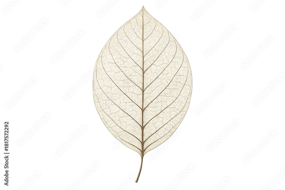 Obraz premium Delicate skeleton leaf showcasing intricate vein structure and natural decay on a transparent background