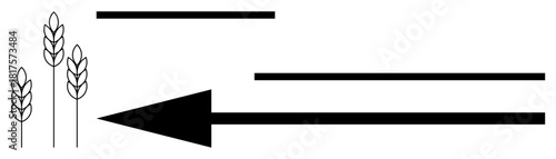 Agriculture concept. Abstract arrow with wheat symbols growth and farming development. Agriculture s sustainability, harvest planning, and rural development. For agribusiness, sustainability