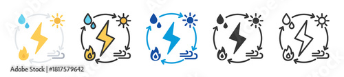 energy conversion icon set multi style various collection