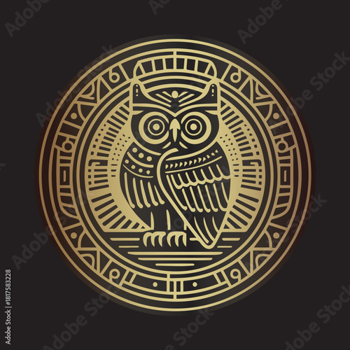 pre-Columbian owl print design in vector format