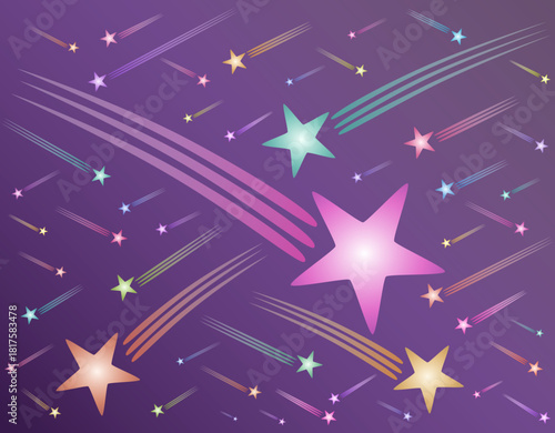 Lavender Cosmos Dreamscape – Shooting Stars in Motion