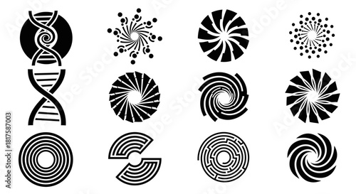 Abstract Black and White Geometric Designs Collection.