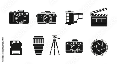 Camera Equipment Icons - A Collection of Photography and Filmmaking Tools.