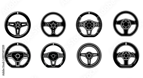 Collection of Steering Wheels for Car and Gaming Simulation.