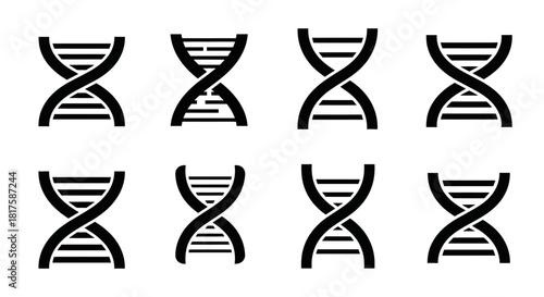 DNA Double Helix Icons - Genetic Code and Molecular Biology Symbols.