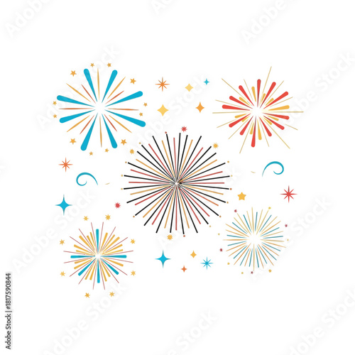 Bright and festive burst of colorful fireworks for celebration and special occasions