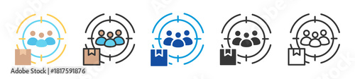 target market icon set multi style various collection