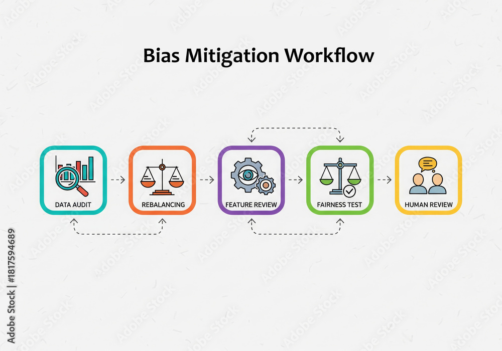 Obraz premium Bias Mitigation Workflow Illustration