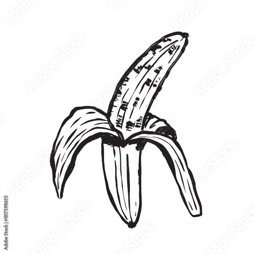 Textured image of peeled banana revealing tender interior