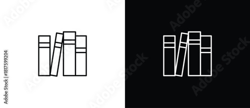 Simple book icon. Book icon set in thin line style, Isolated on transparent and black background, vector illustration. Editable strokes.