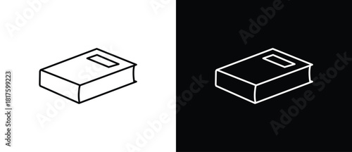 Simple book icon. Book icon set in thin line style, Isolated on transparent and black background, vector illustration. Editable strokes.