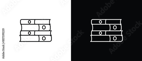 Simple book icon. Book icon set in thin line style, Isolated on transparent and black background, vector illustration. Editable strokes.