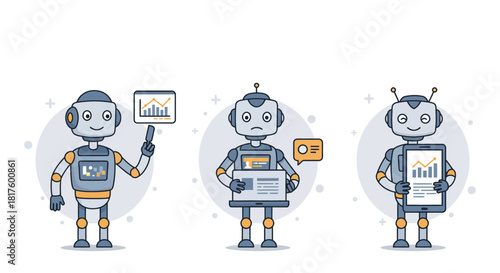 ai data analysis by robots offering data insights financial reports  tech solutions perfect for business intelligence presentation