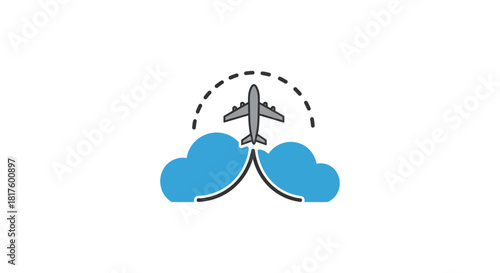 Airplane flying through clouds illustrating travel and flight adventures perfect for travel blogs airline marketing and vacation promotions.