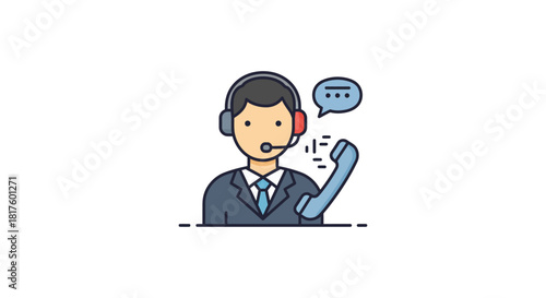 customer service representative on a call assisting clients with support in a call center illustrating assistance and communication.