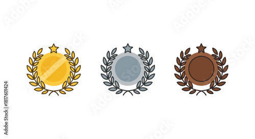 Gold medal award with laurel wreath symbolizing victory and achievement in competitions suitable for illustrating success recognition and sports events