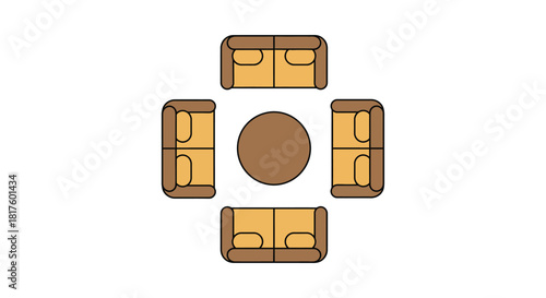 furniture arrangement showcasing four sofas around a table ideal lounge seating providing comfort and relaxation for interior design and living spaces.