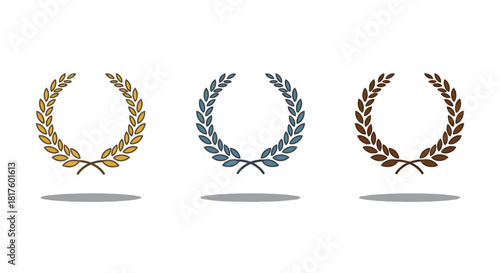 laurel wreath emblems awards recognition for achievement symbolizing victory honor and success. Ideal for graphic design projects  website elements.
