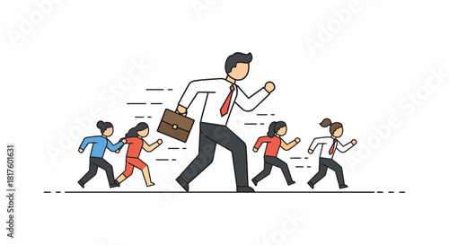 leading a team running to success an energetic leader guiding colleagues a motivated group heading for a goal ideal for teamwork concepts