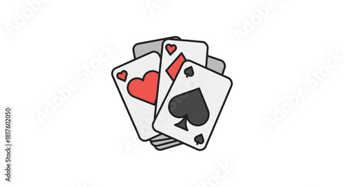 Playing cards dealt in a game gambling activity dealt on the table to represent chance luck gaming concepts for online casino promotions.