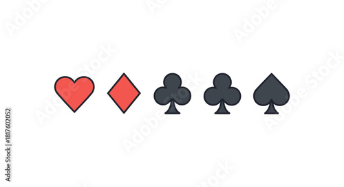 poker suits heart diamond club spade a classic gambling theme on white background ideal for game-related design and casino promotional material.