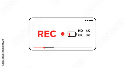 video recording screen with low battery ideal for tutorials and reviews with hd and 4k options showcasing digital media creation and technical analysis