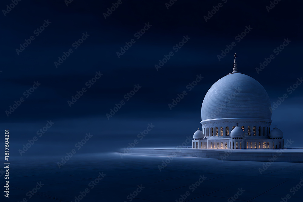 Fototapeta premium religious architecture, in the twilight, the intricate details of the mosque dome create a spiritual atmosphere, exuding architectural elegance