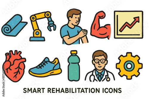 Fitness and health outline icon set. Exercise, wellness, cardio icons collection