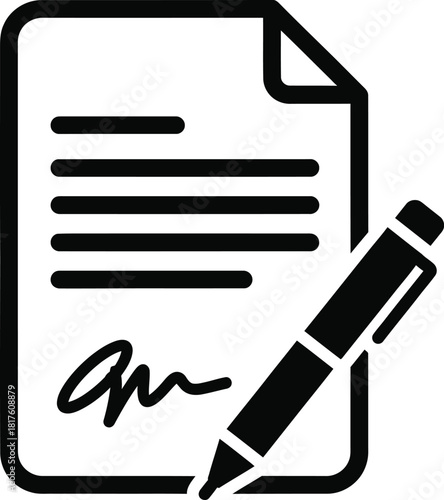Document with signature and pen icon for agreement or contract