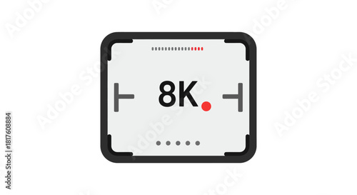 8k resolution technology icon capturing footage with focus assist on a monitor ideal for broadcast and digital media content creation.