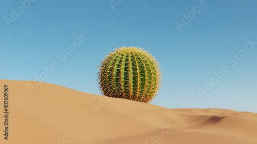 Fototapeta Naklejka Na Ścianę i Meble -  Cactus on a Sand Dune Under a Blue Sky