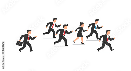 business people running race a diverse group competing in a corporate challenge illustrating ambition and teamwork perfect for business motivation campaigns.