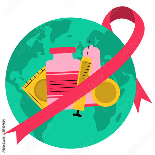 World aids day illustration. Globe, health, solidarity hiv. Vector isolated.